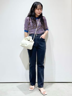 「フレアデニム」｜OPAQUE.CLIPスタッフさん（レディース・158cm）の夏コーディネート