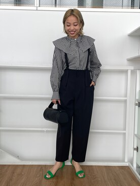 「OPAQUE.CLIP」｜「アイテム（オールインワン・サロペット）」を使った、OPAQUE.CLIPスタッフさん（レディース・158cm）の冬コーディネート