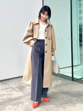 「OPAQUE.CLIP」｜「アイテム（トレンチコート）」を使った、OPAQUE.CLIPスタッフさん（レディース・158cm）の冬コーディネート