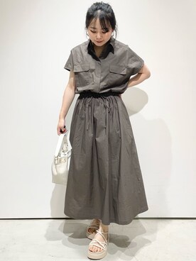 「オペークドットクリップ」｜OPAQUE.CLIPスタッフさん（レディース・158cm）の夏コーディネート