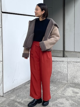 「OPAQUE.CLIP」｜「アイテム（ブルゾン）」を使った、OPAQUE.CLIPスタッフさん（レディース・158cm）の秋コーディネート