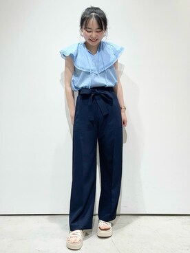 「オペークドットクリップ」｜OPAQUE.CLIPスタッフさん（レディース・158cm）の夏コーディネート