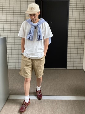 「アイテム（モカシン/デッキシューズ）」を使った、toshiさん（メンズ・168cm）の秋コーディネート