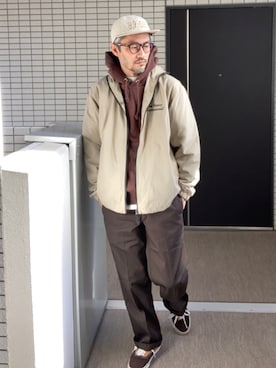 「ブラウンコーデ」｜「アイテム（ナイロンジャケット）」を使った、toshiさん（メンズ・168cm）の冬コーディネート