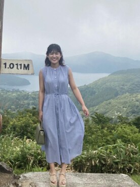 「LOWRYS FARM（ローリーズファーム）のアイテム（ワンピース、ブルー系）」を使った、kanaeさん（レディース・150cm）の秋コーディネート
