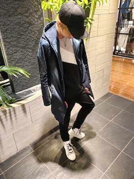 「TORNADO MART（トルネードマート）のアイテム（帽子）」を使った、ishikawaさん（メンズ・175cm）の秋コーディネート