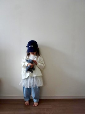 「CIAOPANIC TYPY（チャオパニックティピー）のアイテム（キャップ）」を使った、yuyuさん（キッズ・100cm）の春コーディネート