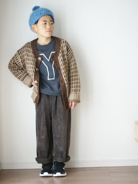 「ニットカーディガン」｜yuyuさん（キッズ・120cm）の冬コーディネート