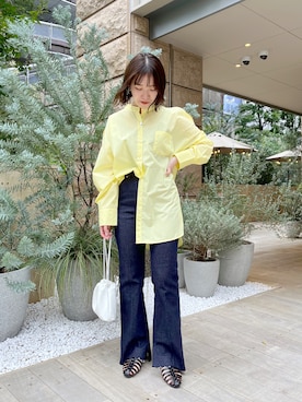 「mystic（ミスティック）のセンターステッチフレアデニム（デニムパンツ）」を使った、akariさん（レディース・155cm）の夏コーディネート