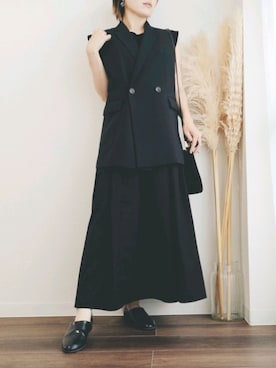 「真っ黒コーデ」｜「アイテム（その他アウター）」を使った、shiovy832さん（レディース・161cm）の秋コーディネート