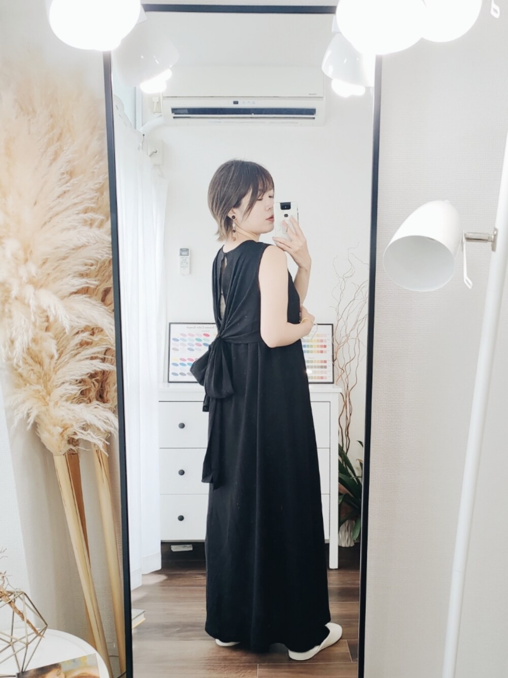 リネン混2wayリボンマキシワンピースを使った人気ファッション