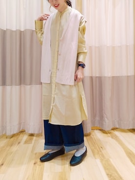 「Samansa Mos2 blue（サマンサモスモスブルー）のアイテム（シャツワンピース）」を使った、yuさん（レディース・165cm）の春コーディネート