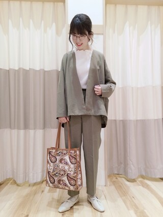 SM2 blue リネンタッチノーカラージャケット&パンツ　セットアップ Samansa Mos2 blue（サマンサモスモスブルー）の「リネンタッチ