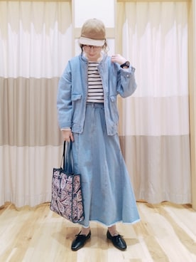 「Samansa Mos2 blue（サマンサモスモスブルー）のアイテム（デニムジャケット）」を使った、yuさん（レディース・166cm）の春コーディネート