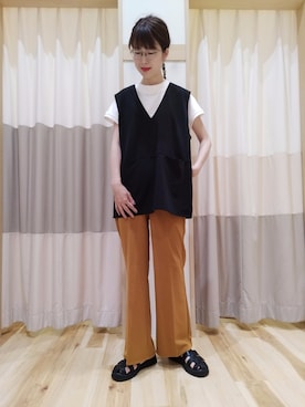 「Samansa Mos2 blue（サマンサモスモスブルー）のアイテム（パンツ、オレンジ系）」を使った、yuさん（レディース・165cm）の夏コーディネート