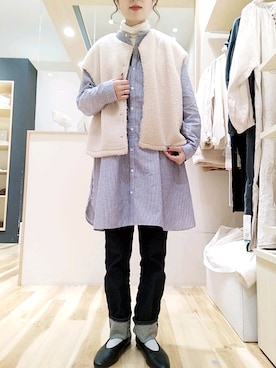 「チュニック」｜「アイテム（ブルゾン）」を使った、yuさん（レディース・166cm）の冬コーディネート