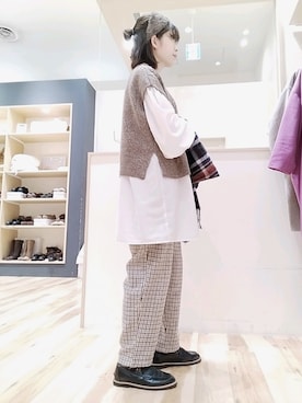 「Samansa Mos2 blue（サマンサモスモスブルー）のアイテム（ベスト）」を使った、yuさん（レディース・166cm）の冬コーディネート