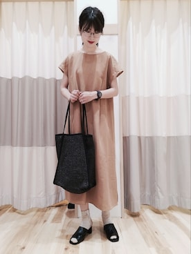 「Samansa Mos2 blue（サマンサモスモスブルー）のアイテム（ワンピース、オレンジ系）」を使った、yuさん（レディース・165cm）の夏コーディネート