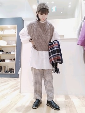「Samansa Mos2 blue（サマンサモスモスブルー）のアイテム（ベスト）」を使った、yuさん（レディース・166cm）の冬コーディネート