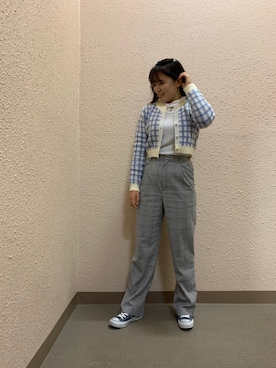 「アイテム（ヘアピン、ホワイト系）」を使った、まなさん（レディース・152cm）の秋コーディネート
