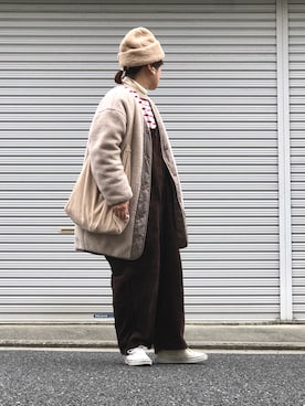 「チョコ色に染まれ」｜「アイテム（サロペット/オーバーオール）」を使った、lomilomiさん（レディース・163cm）の冬コーディネート