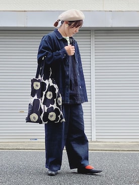 「カラーソックス」｜「アイテム（ハンチング/ベレー帽）」を使った、lomilomiさん（レディース・163cm）の秋コーディネート