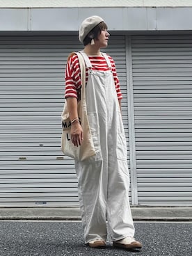 「バスクシャツ」｜「アイテム（ハンチング/ベレー帽）」を使った、lomilomiさん（レディース・163cm）の秋コーディネート
