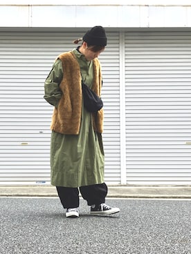「タートルネック」｜「アイテム（シャツワンピース）」を使った、lomilomiさん（レディース・163cm）の冬コーディネート