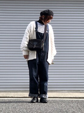 「レースアップシューズ」｜「アイテム（サロペット/オーバーオール）」を使った、lomilomiさん（レディース・163cm）の冬コーディネート