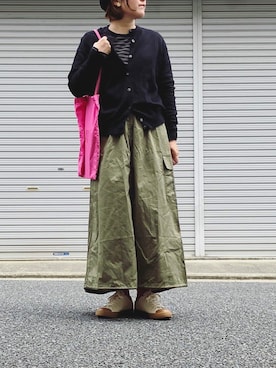 「カーゴスカート」｜「アイテム（ハンチング/ベレー帽）」を使った、lomilomiさん（レディース・163cm）の春コーディネート