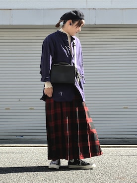 「シースルー」｜「アイテム（ハンチング/ベレー帽）」を使った、lomilomiさん（レディース・163cm）の秋コーディネート