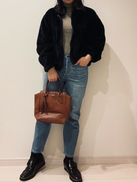 「Champion（チャンピオン）のアイテム（ブルゾン）」を使った、kumakoさん（レディース・159cm）の冬コーディネート