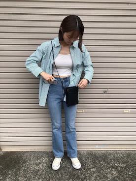 「フレアデニム」｜nanaさん（レディース・167cm）の夏コーディネート