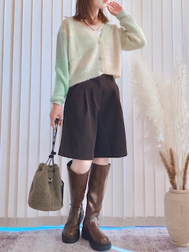 「グラデーションニット」｜「アイテム（その他）」を使った、collinさん（レディース・158cm）の秋コーディネート