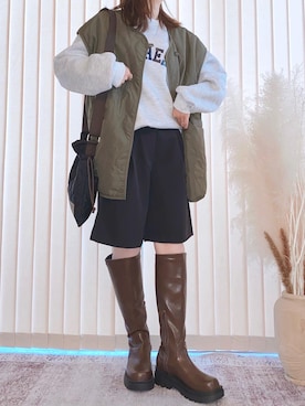 「Ambre Ciel（アンブルシエル）のアイテム」を使った、collinさん（レディース・158cm）の秋コーディネート