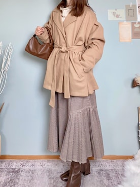 「テーラードコート」｜collinさん（レディース・158cm）の冬コーディネート