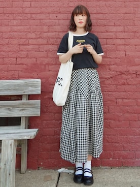 「アイテム（トートバッグ）」を使った、Megchuさん（レディース・155cm）の夏コーディネート