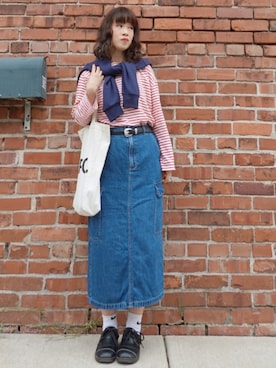 「アイテム（スカート）」を使った、Megchuさん（レディース・155cm）の秋コーディネート