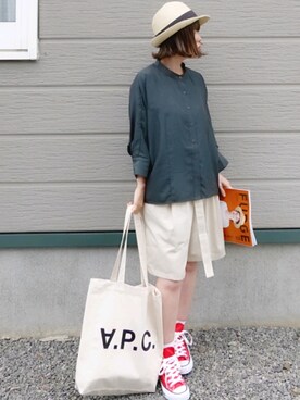 「Adoonplain」｜「アイテム（帽子）」を使った、Megchuさん（レディース・155cm）の夏コーディネート