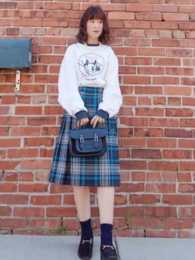 「アイテム（スカート）」を使った、Megchuさん（レディース・155cm）の秋コーディネート