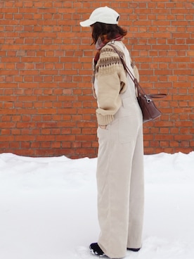 「アイテム（オールインワン・サロペット）」を使った、Megchuさん（レディース・155cm）の冬コーディネート