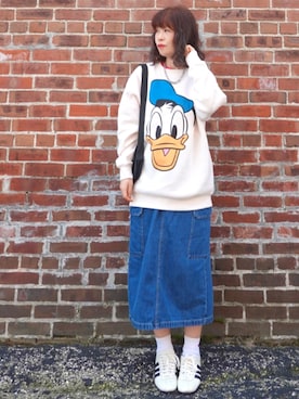 「アイテム（スウェット）」を使った、Megchuさん（レディース・155cm）の秋コーディネート