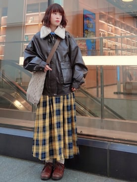 「アイテム（ブルゾン）」を使った、Megchuさん（レディース・155cm）の冬コーディネート