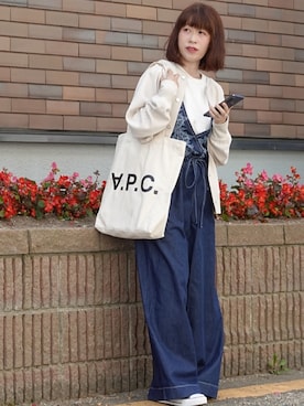 「URBAN RESEARCH Sonny Label（アーバンリサーチサニーレーベル）のアイテム（オールインワン・サロペット）」を使った、Megchuさん（レディース・155cm）の秋コーディネート