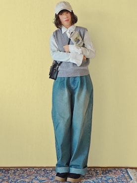 「アイテム（ショルダーバッグ）」を使った、Megchuさん（レディース・155cm）の冬コーディネート