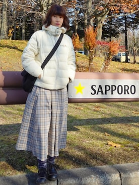 「アイテム（ダウンジャケット/コート）」を使った、Megchuさん（レディース・155cm）の秋コーディネート