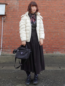 「アイテム（ダウンジャケット/コート）」を使った、Megchuさん（レディース・155cm）の秋コーディネート