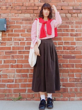 「アイテム（スカート）」を使った、Megchuさん（レディース・155cm）の秋コーディネート