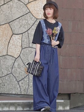 「SonnyLabel」｜「アイテム（サロペット/オーバーオール）」を使った、Megchuさん（レディース・155cm）の夏コーディネート