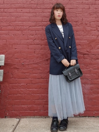 「Lace Ladies（レースレディース）のチュールロングスカート（スカート）」を使った、Megchuさん（レディース・155cm）の秋コーディネート